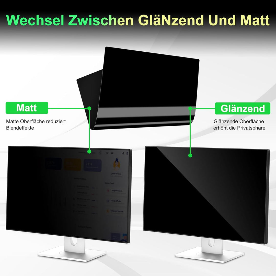 2 STÜCK 24 Zoll Bildschirm Magnetischer Blickschutzfilter für 16:9 Seitenverhältnis, Blendfrei Blaul