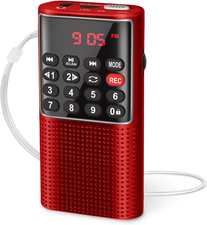 PRUNUS J-328 Taschenradio FM/UKW, Digital Radio Klein mit Rekorder, Kofferradio Mini Radio mit Akku