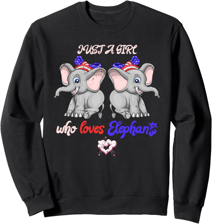 Nur ein Mädchen das Elefanten liebt USA Flagge Elefant Sweatshirt