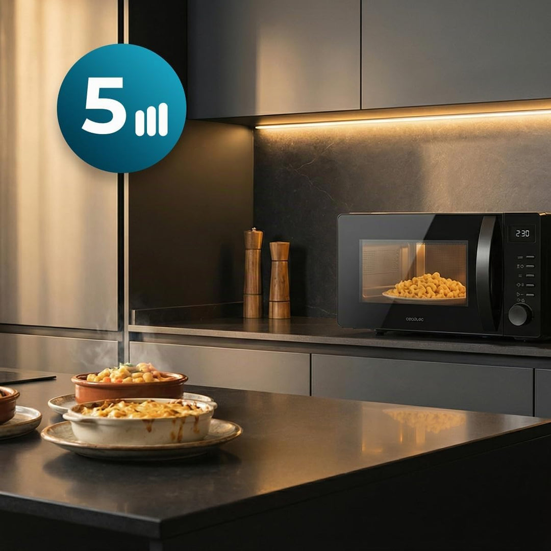 Cecotec Mikrowelle Proclean 5005 Black. 20 Liter Fassungsvermögen, 700W Leistung, 3DWave-Technologie