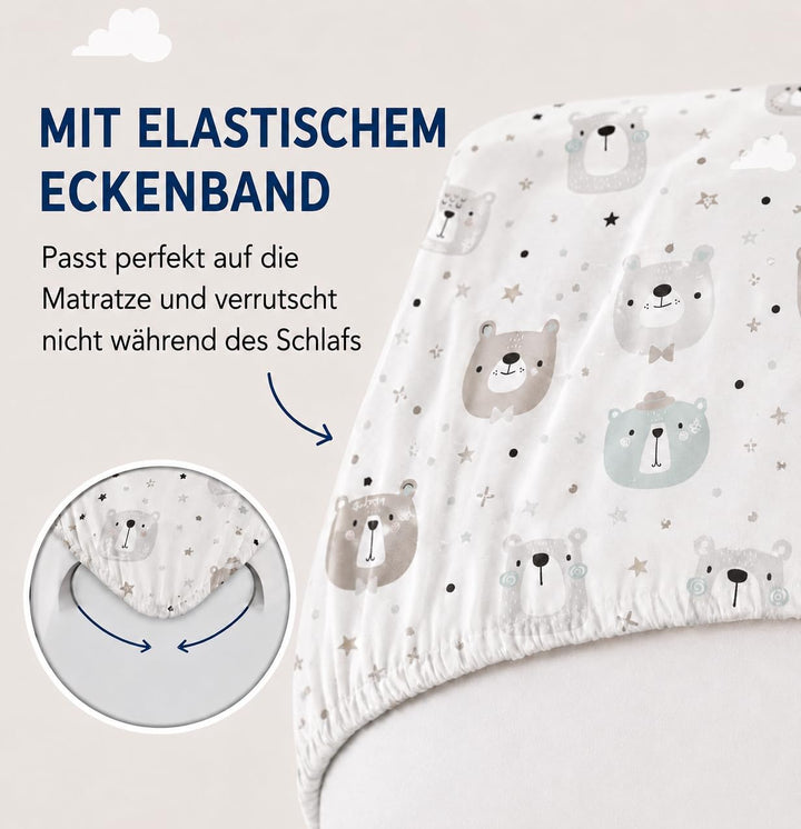 FlyIdeas Next 2 Me Spannbettlaken Beistellbett 83x50 cm, 2 STK. - 2 Spannleintuch Matratzenschoner f