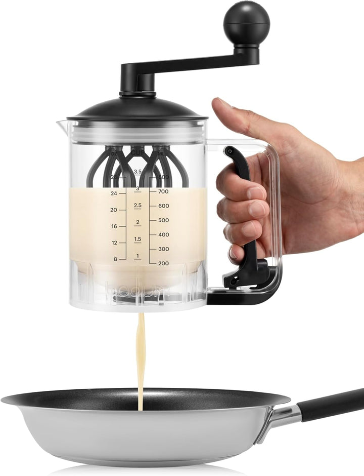 Bodum Pancake Teigmixer & Spender BISTRO Schwarz – Integrierte Messfunktion – Einfaches Ausgiessen,