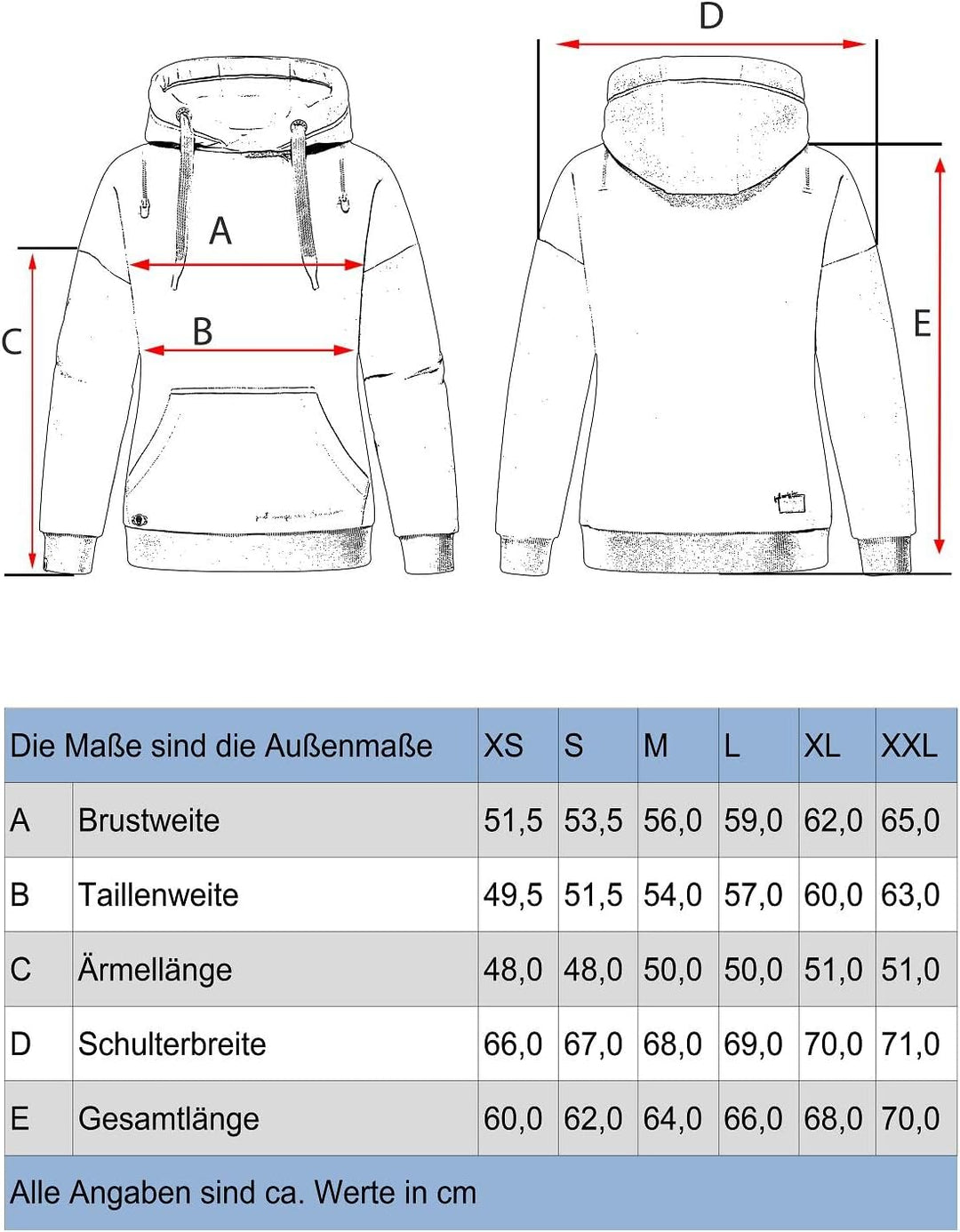 Navahoo Damen Sweatshirt Kapuzenpullover Hoodie Oversized Zuckerbärchen XS-XXL S Dusty Blue, S Dusty