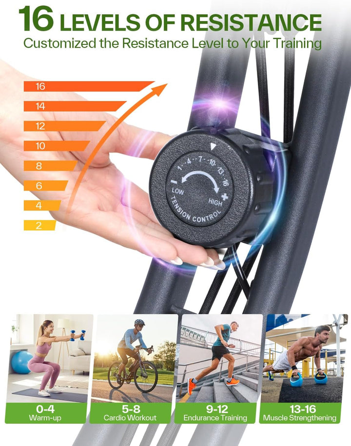 Sportneer Heimtrainer Fahrrad Klappbar, 4-in-1 Ergometer Heimtrainer, Spinning Bike Indoor mit 16 Wi