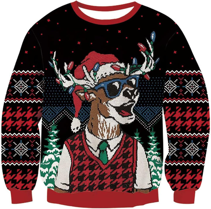 NEWISTAR Pullover Herren Damen Weihnachtspullover 3D Druck Strickpullover Lustig Weihnachtspulli Ugl