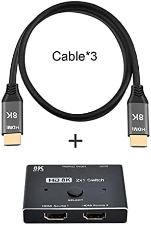 NFHK 8K@60hz HDMI-Compatible 2.1 Switch & 3 Cables 2-IN-1-OUT Hub Support HDCP SST Extended 4K@60hz,