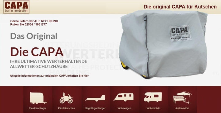 Die CAPA Schutzhaube für Pferdekutschen als Kutschen Abdeckung, Schirm und Schutz sowie Schutzhülle