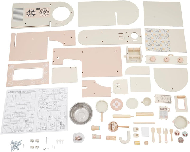 Kleinkind Spielküche aus Holz Kinderküche Zubehör Set Spielzeugküche Set mit vielen Spielfunktionen