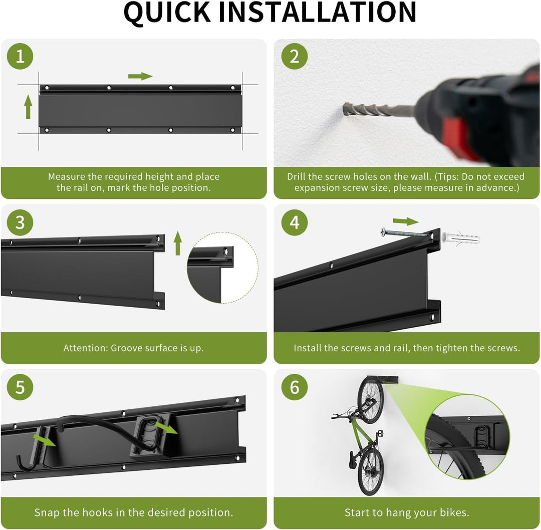 Housolution Fahrrad Wandhalterung 48 Zoll für 6 Fahrräder+5 Helme bis zu 500 Pfund, Stahl Fahrradhak