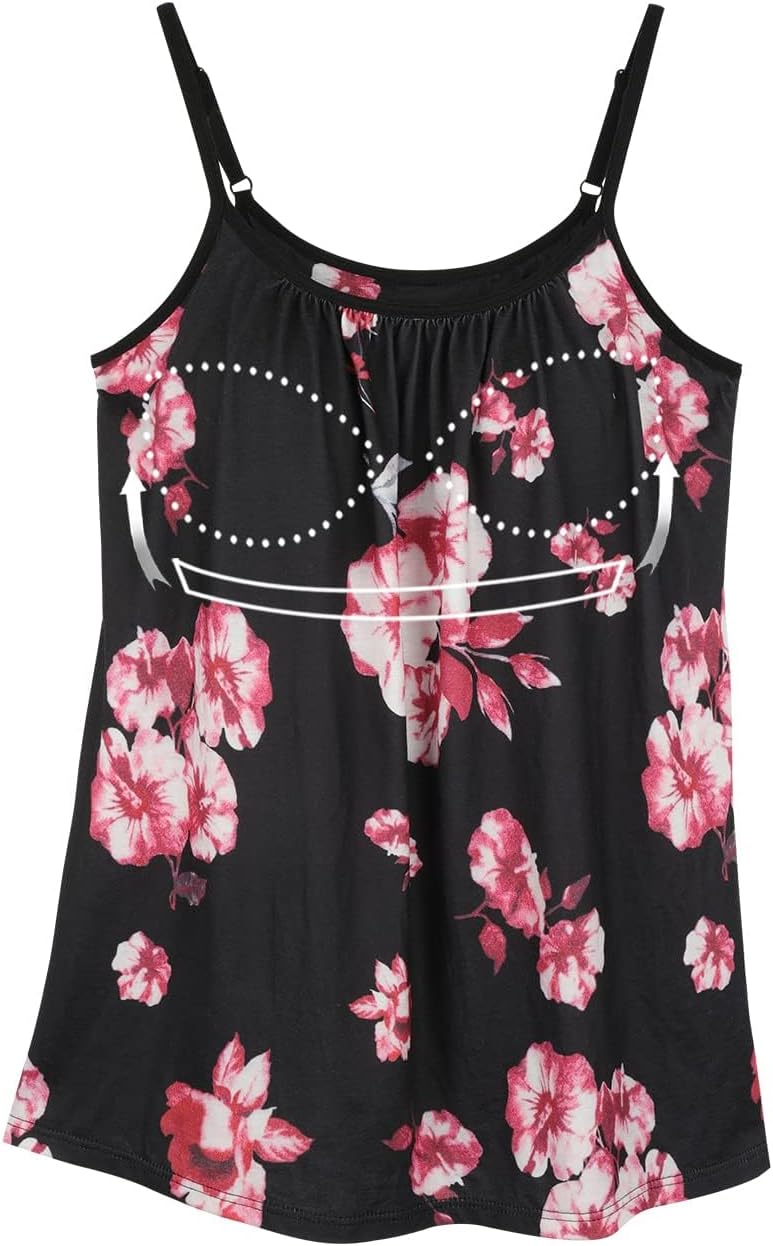 STARBILD Damen Top Mit Unterhemd BH-Hemd Basic Tank Tops U-Ausschnitt Oberteile Bequeme Frauen Shirt
