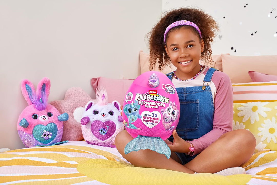 Rainbocorns Mermaidcorn Surprise Serie 7, Meribella Kätzchen, von ZURU, 28 cm Plüschtier, Meerjungfr