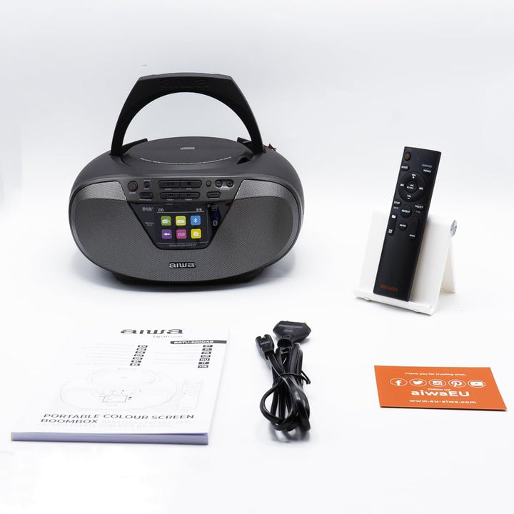Aiwa BBTU-500DAB/BK Tragbares DAB+ CD-Radio mit 2.4" Farbdisplay Bluetooth 5.0, USB, CD/CDR/RW/MP3,