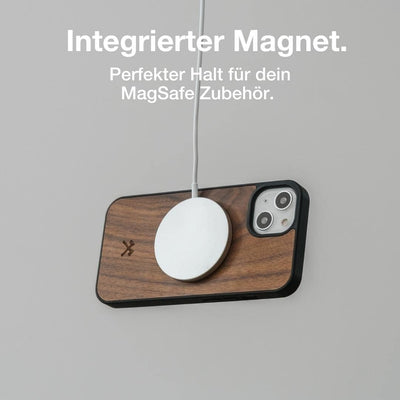 Woodcessories - Magnetisches Bumper Case kompatibel mit iPhone 14 Hülle mit Magnet aus Holz, iPhone