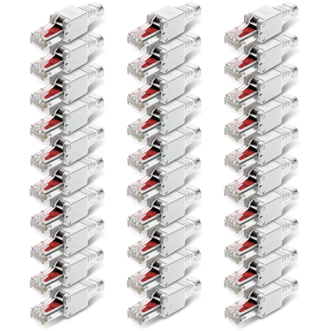 NEXMEX 30x RJ45 CAT 6 Netzwerkstecker werkzeuglos 250 MHz UTP Crimpstecker Stecker ohne Werkzeug für