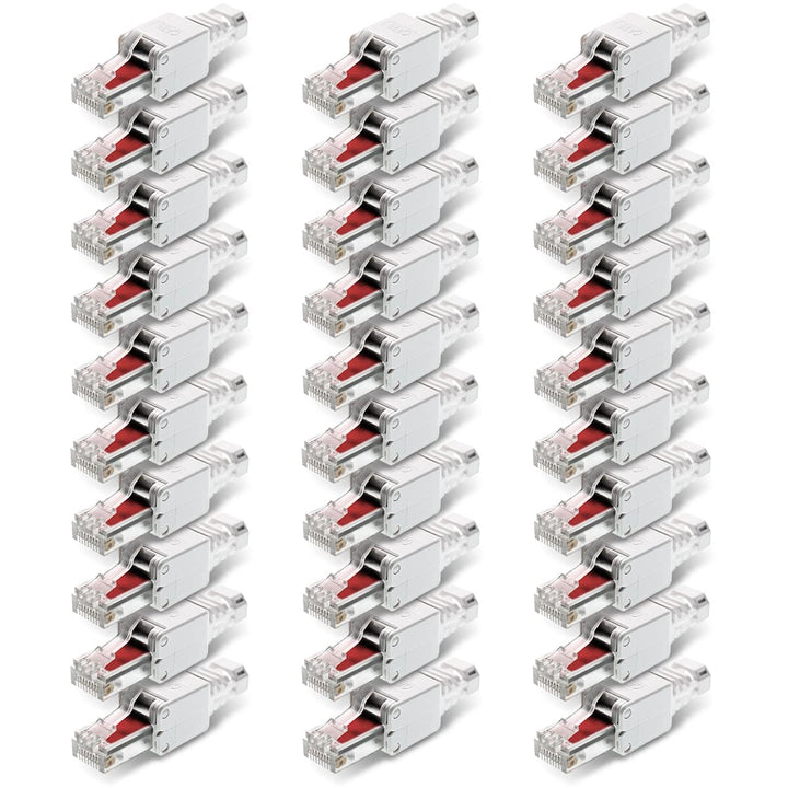 NEXMEX 30x RJ45 CAT 6 Netzwerkstecker werkzeuglos 250 MHz UTP Crimpstecker Stecker ohne Werkzeug für