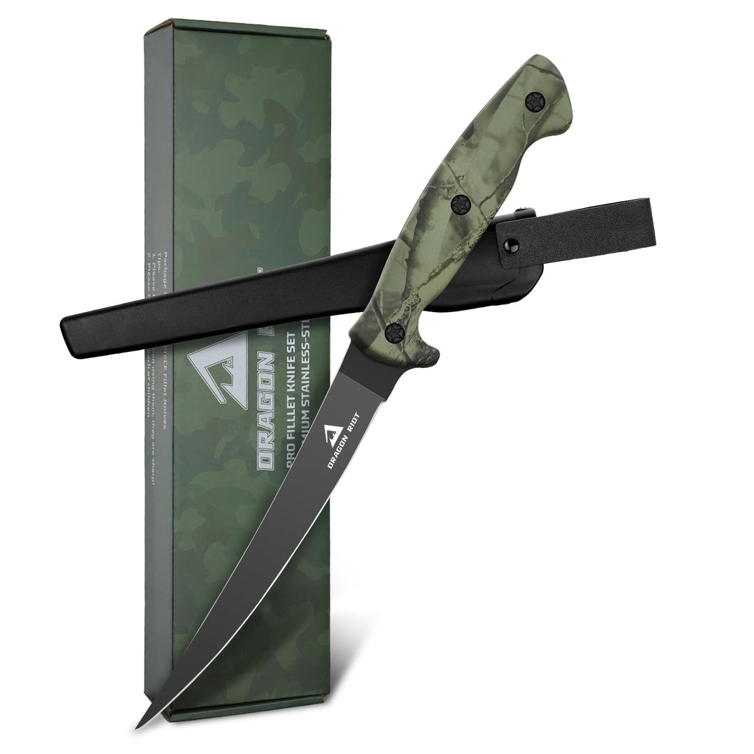 DRAGON RIOT Filetiermesser Fisch 15CM, Edelstahl Fischmesser mit Anti-Rutsch-Griff, Scharfes Küchenm