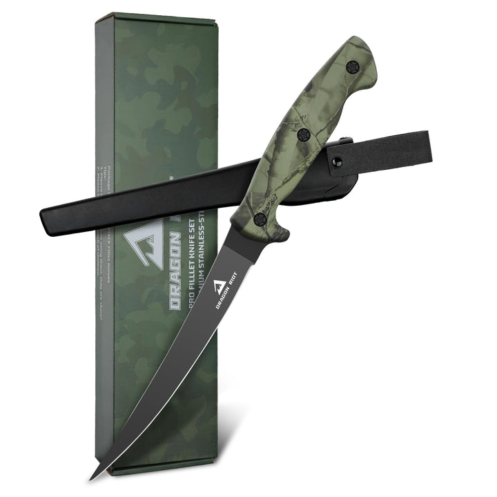 DRAGON RIOT Filetiermesser Fisch 15CM, Edelstahl Fischmesser mit Anti-Rutsch-Griff, Scharfes Küchenm