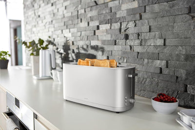 Toaster, 2 lange Slots | EU Enfinigy ohne Aufsatz Silber, ohne Aufsatz Silber