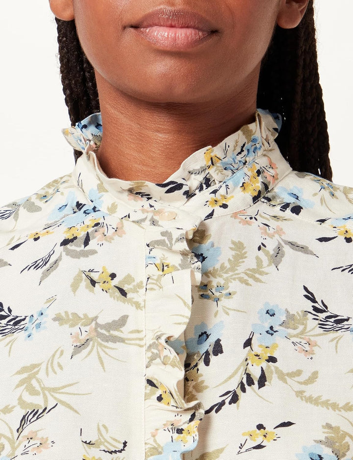 Part Two Damen Poulapw to Shirt Classic Fit Shirt 30 Blue Leaf Bouquet Print, 30 Blue Leaf Bouquet P