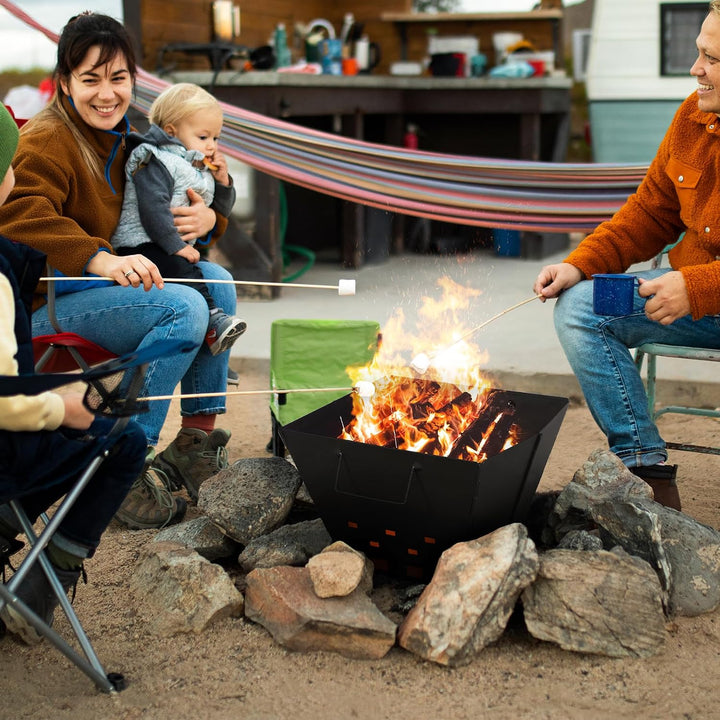 REDCAMP Faltbare Camping Feuerstelle mit Grillrost, tragbar, 2 in 1, Eisen