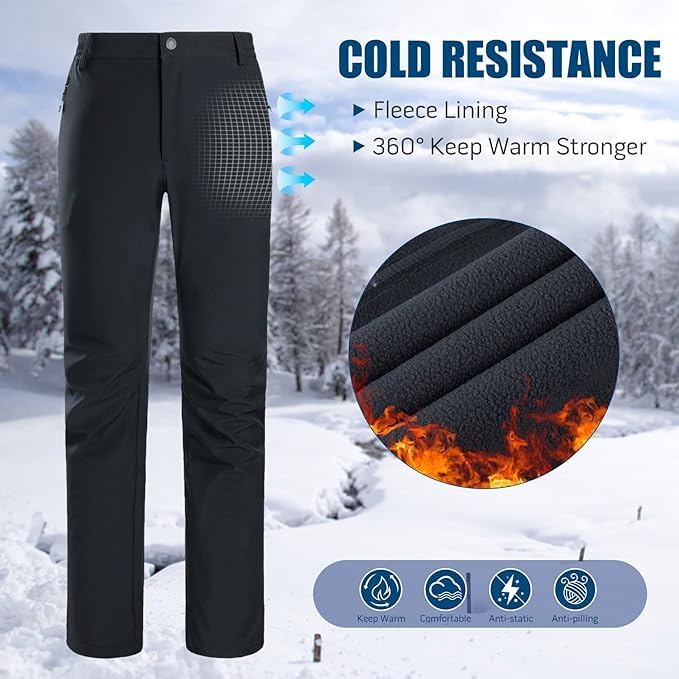 Ambayz Softshellhose Damen Wasserdicht Winddicht Fleece Gefüttert Outdoor Wandern Skihose Isolierend