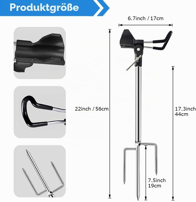 Rutenhalter, 2 Stück Angelrutenhalter Edelstahl, 360° Verstellbar, Tragbar Abnehmbar Universal Ruten