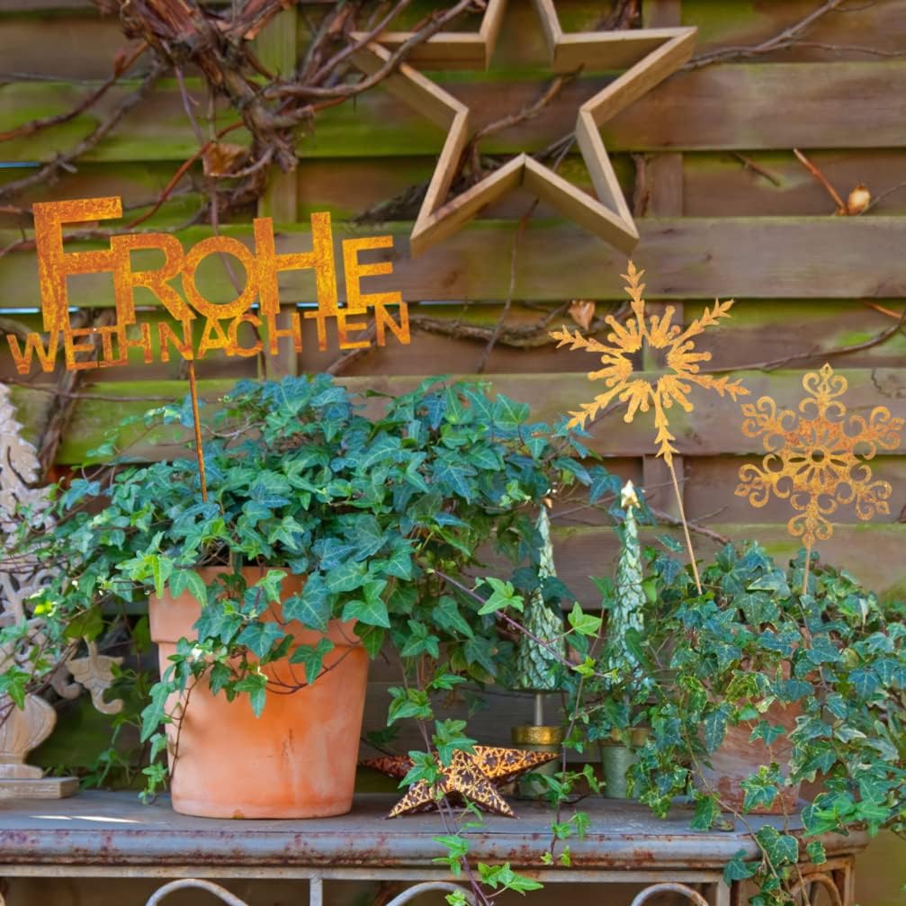 Terma Stahldesign Gartenstecker rost Sterne, Winterdeko, rost Weihnachtsdeko, edelrost deko Weihnach