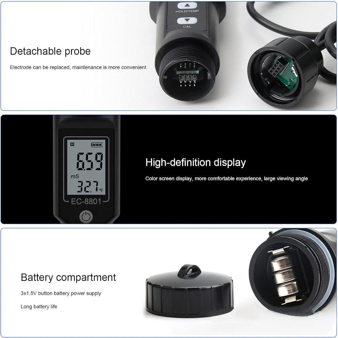 Zerodis Bodenmessgerät Bodenanalyse Set Bodentester Digital EC Bodenmessgerät, Salzdetektor mit Sond