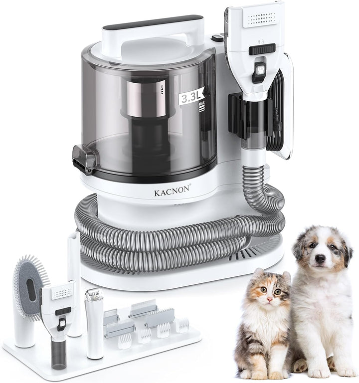 KACNON Hundeschermaschine mit Staubsauger (3.3L,13kPa) - All in one Haustierpflegeset - Leise Scherm