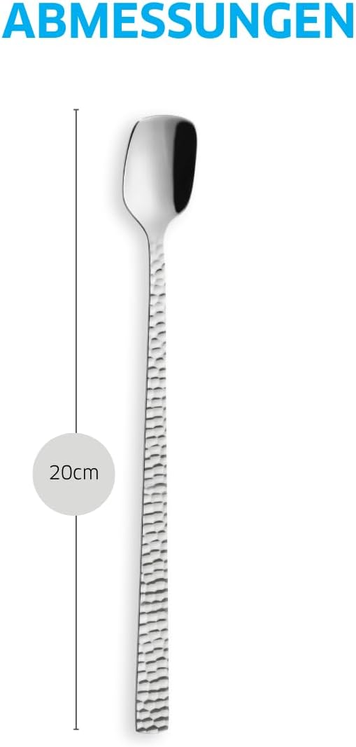 Amefa FELICITY Latte Macchiato Löffel/Longdrinklöffel Set 6-teilig, Hochwertige Löffel lang, Gehämme