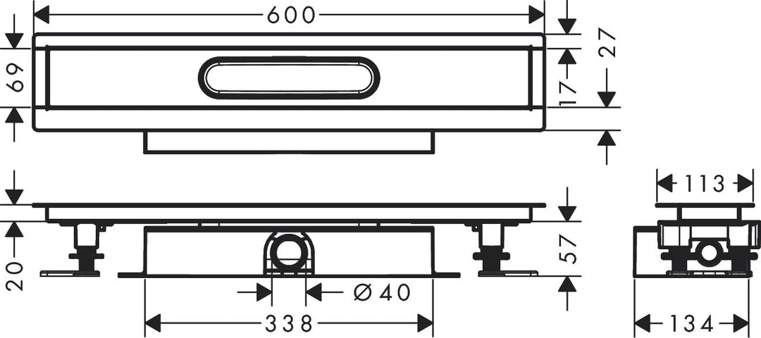 hansgrohe uBox universal Komplettset (Installationsset + Grundkörper) 600mm für flache Installation