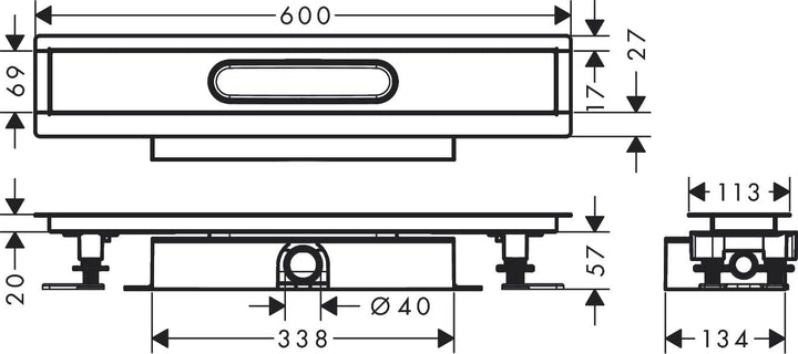 hansgrohe uBox universal Komplettset (Installationsset + Grundkörper) 600mm für flache Installation