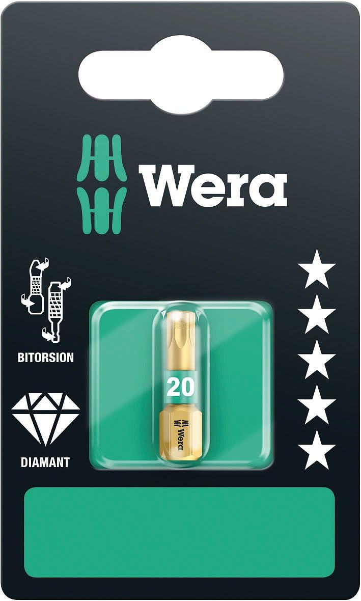 Wera 867/1 BDC Torx Bits SB TX20, TX 20 x 25 mm, Wera 05134376001 (Packung mit 4) 20 x 25 mm (Packun
