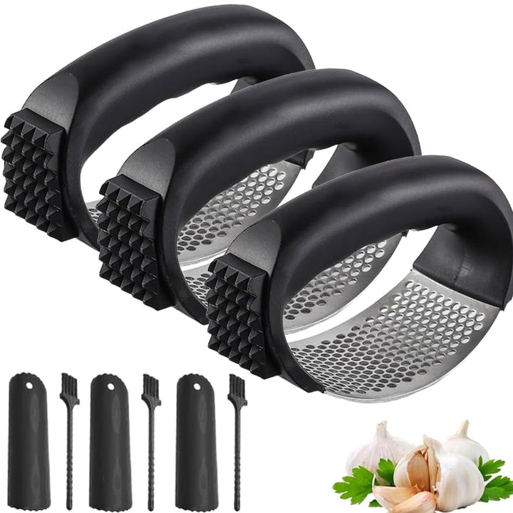 Stainless Steel Garlic Press Rocker, Knoblauchpresse Edelstahl, 2in1 Edelstahl Knoblauchwippe mit Si