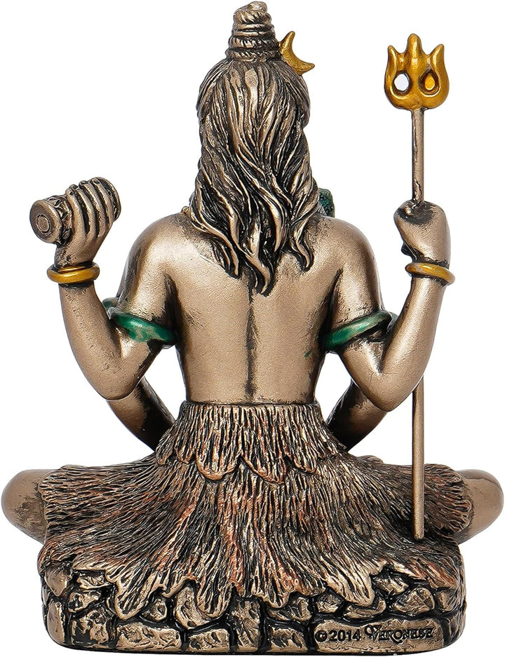 eCraftIndia Meditatin Lord Shiva Dekofigur aus kaltgegossener Bronzeharz, braun und gold, Einheitsgr