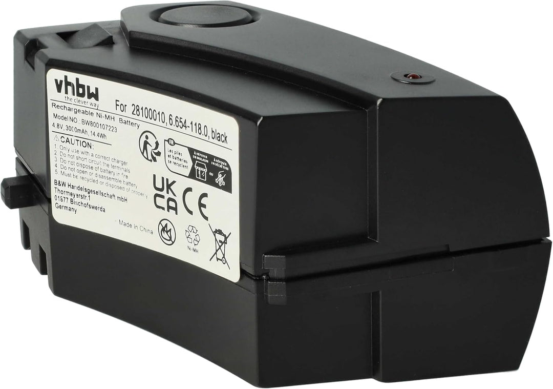 vhbw 1x Akku kompatibel mit Kärcher KC55 Staubsauger Schwarz (3000 mAh, 4,8 V, NiMH)