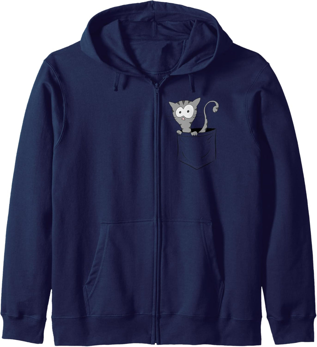 Lustiges graues Kätzchen l Kawaii Katze in der Tasche Kapuzenjacke