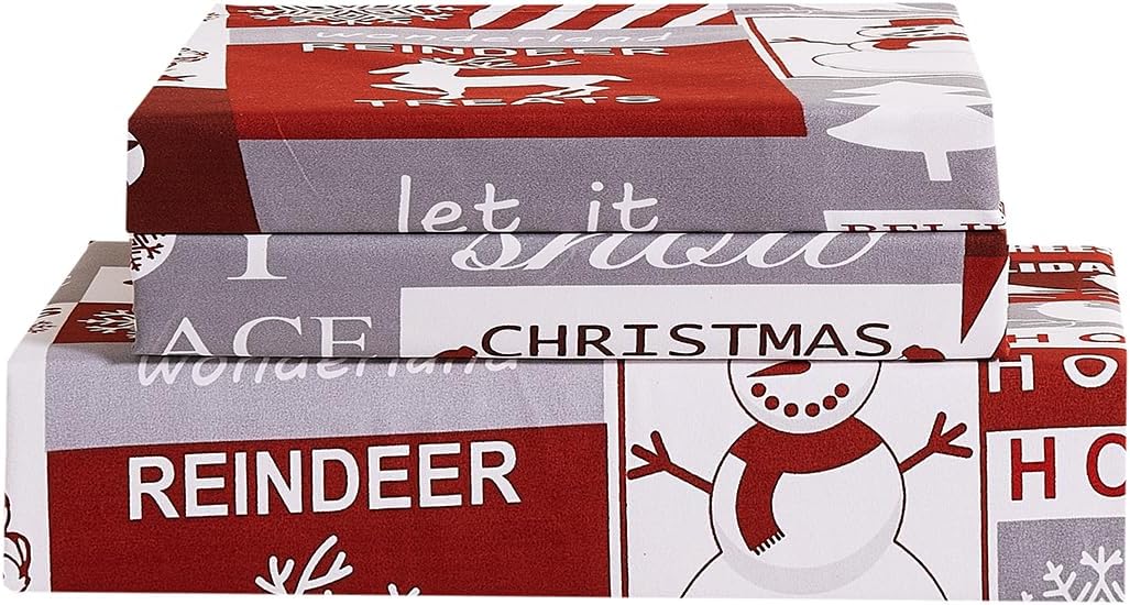 YEPINS Weihnachten Bettwäsche Rot Schneeflocken Mikrofaser Weihnachts Motiv Bettbezug mit Verdeckter
