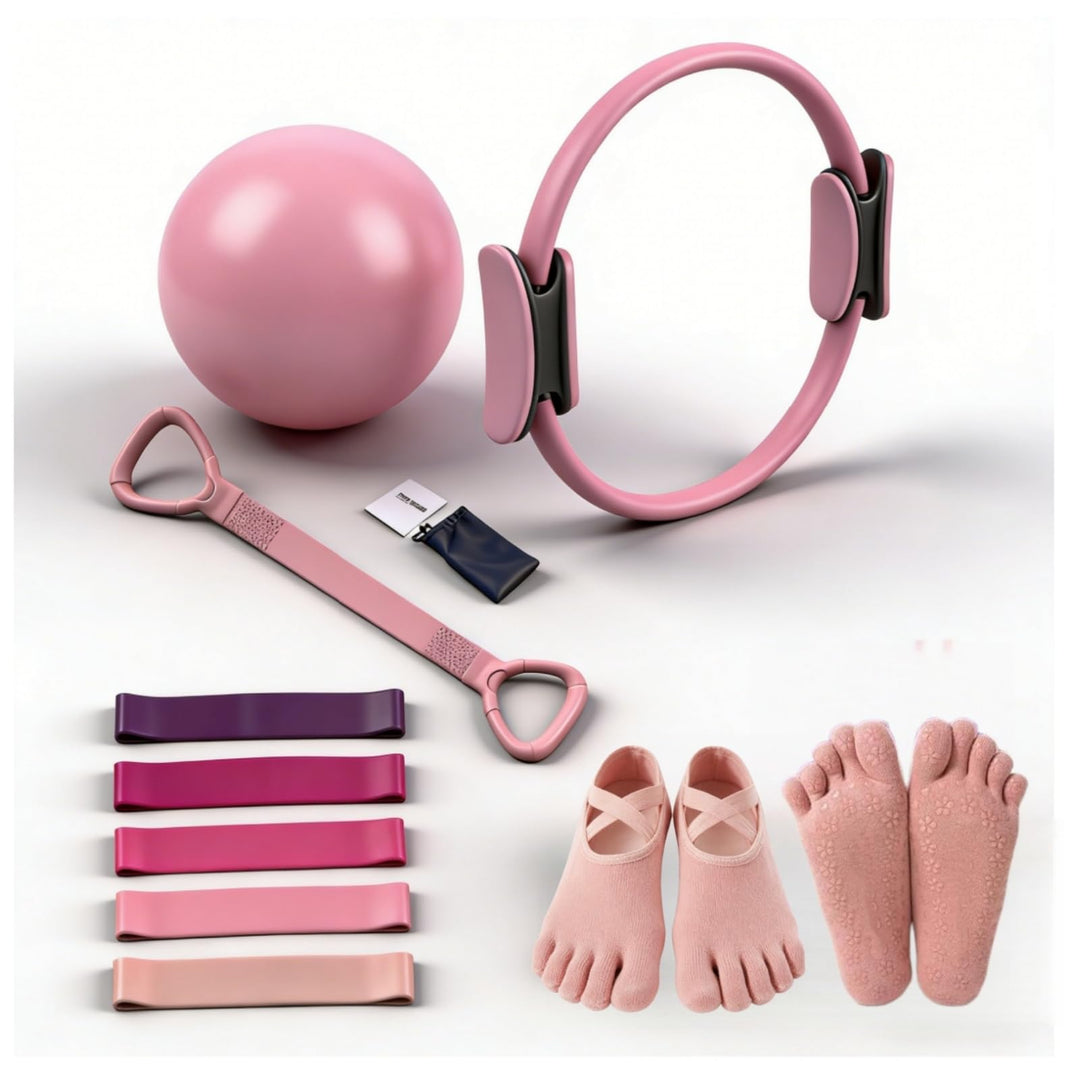 Generisch Essential Pilates Workout Kit für Frauen - Enthält Pilates Ring, 25cm Yoga Ball, Booty Ban
