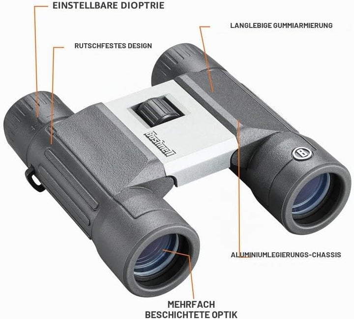 Bushnell - Powerview 2 - Fernglas - 10x25 - Dachkant - Aluminium Metallgehäuse - Mehrschichtvergütun