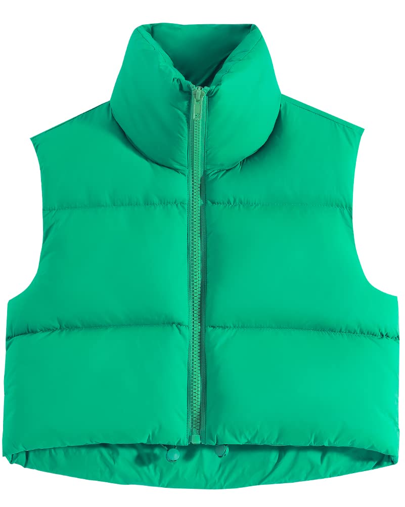 fuinloth Damen Weste Kurz Stehkragen Steppweste Warm Winter Crop Puffer Weste mit Reissverschluss Är