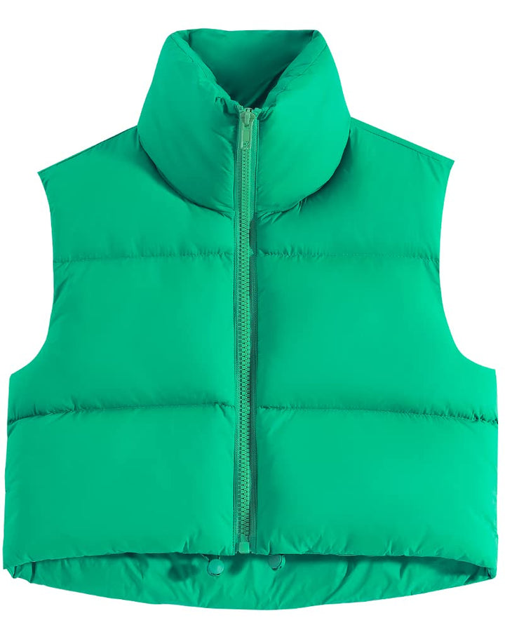fuinloth Damen Weste Kurz Stehkragen Steppweste Warm Winter Crop Puffer Weste mit Reissverschluss Är