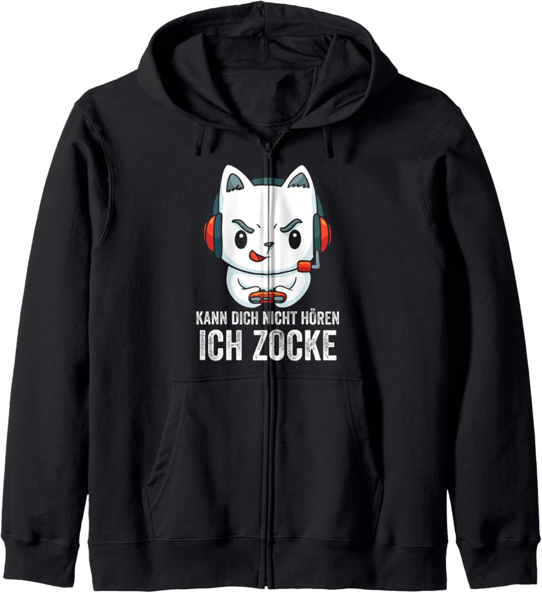 Kann dich nicht hören ich zocke Gaming Katze Kapuzenjacke