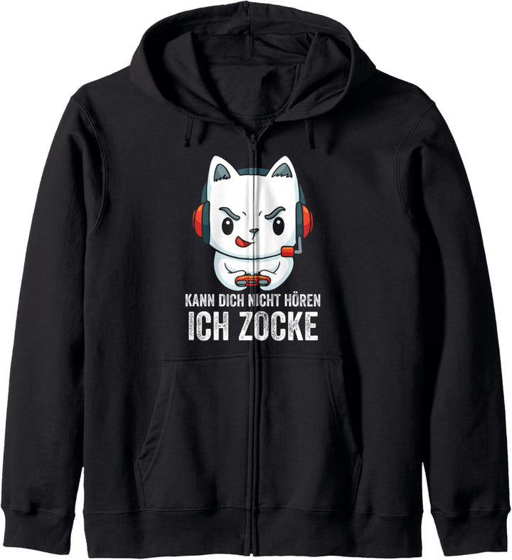 Kann dich nicht hören ich zocke Gaming Katze Kapuzenjacke