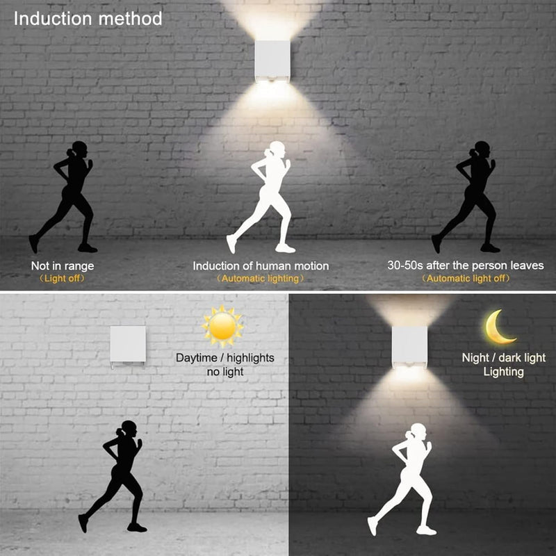 Klighten 2 Stück LED Wandleuchte mit Bewegungsmelder Innen/Aussen 4500K Aussenwandleuchte mit Bewegu