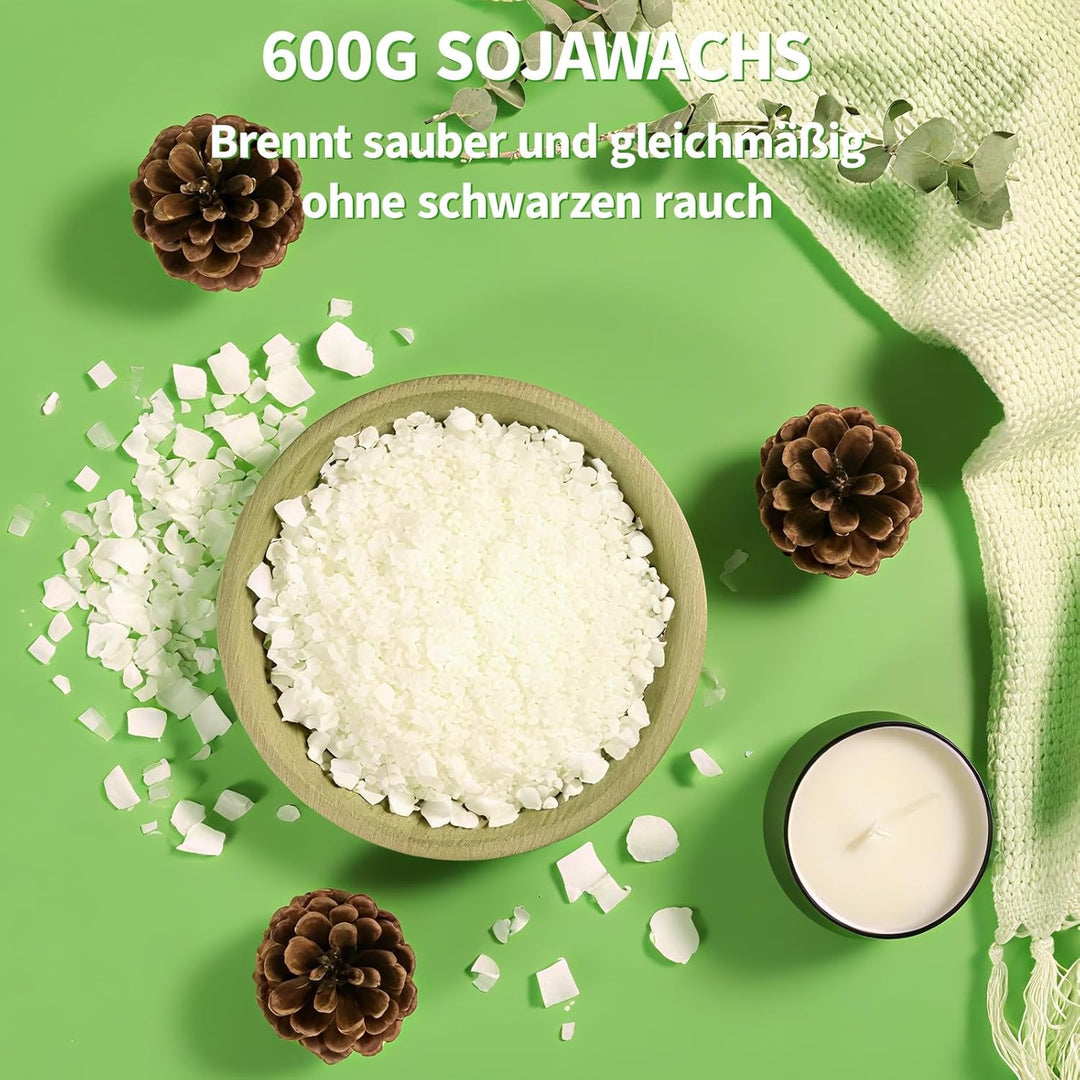 Aeraroma Kerzen Selber Machen Set, Kerzenherstellung Kit Zubehör, Duftkerze Geschenke Set mit 600g W
