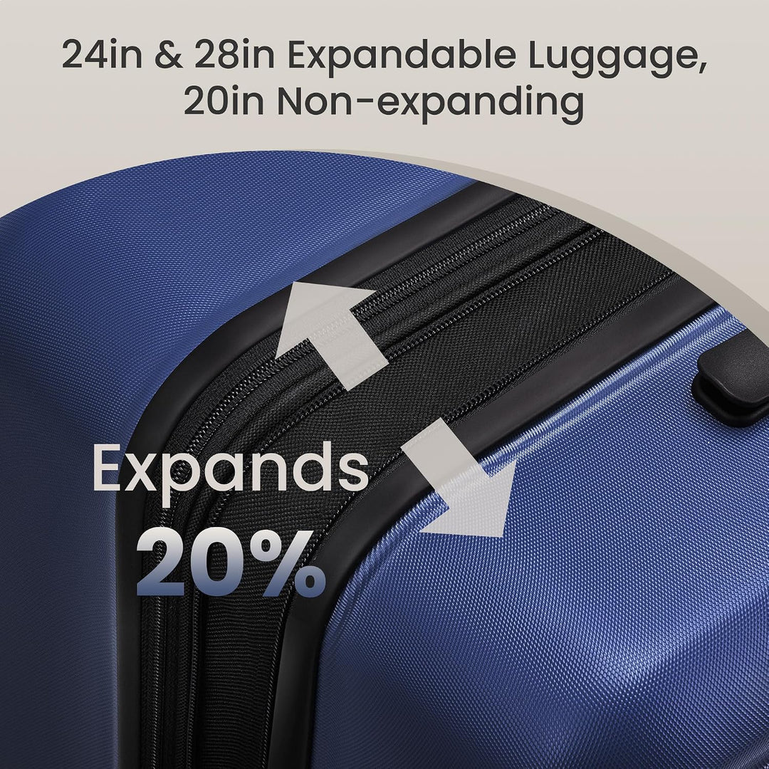 SHOWKOO Kofferset 3 Teilig Hartschale Leicht ABS+PC Erweiterbar Reisekoffer Haltbar Trolley Handgepä