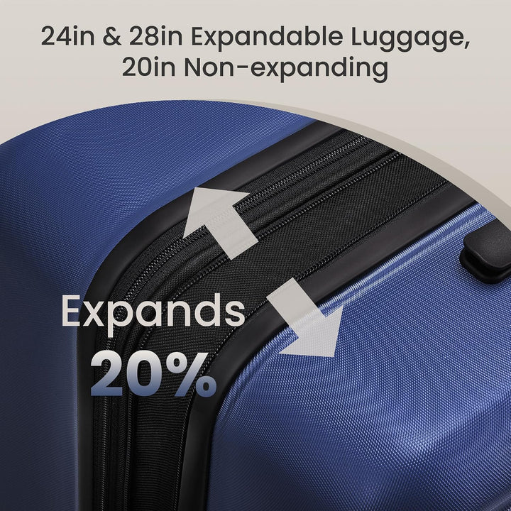 SHOWKOO Kofferset 3 Teilig Hartschale Leicht ABS+PC Erweiterbar Reisekoffer Haltbar Trolley Handgepä