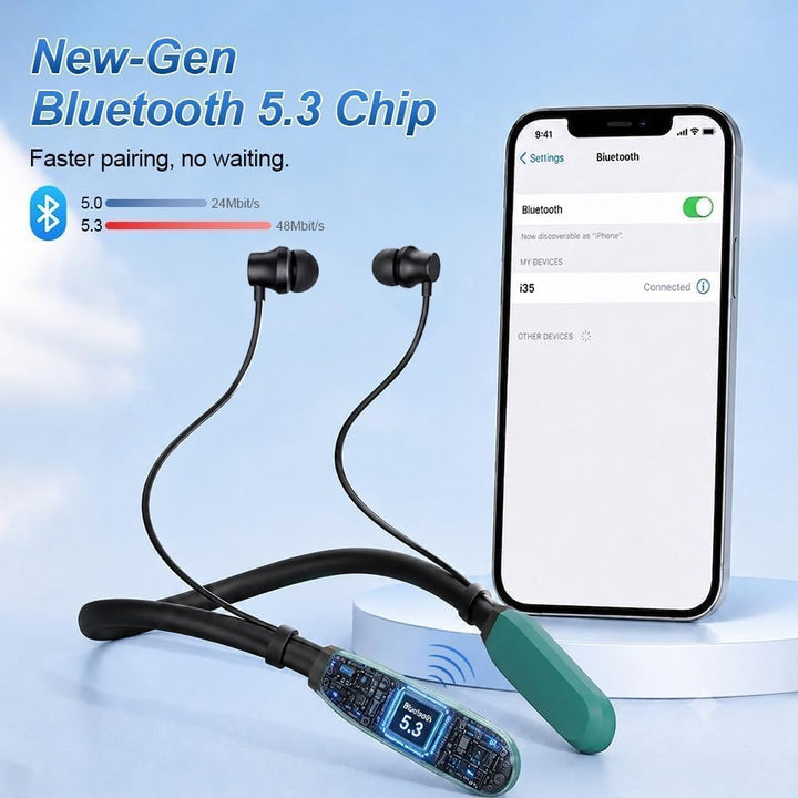 Nackenbügel Kabellose Kopfhörer 200 Stunden Spielzeit, Kopfhörer Sport Ohrhörer Bluetooth 5.3, Magne