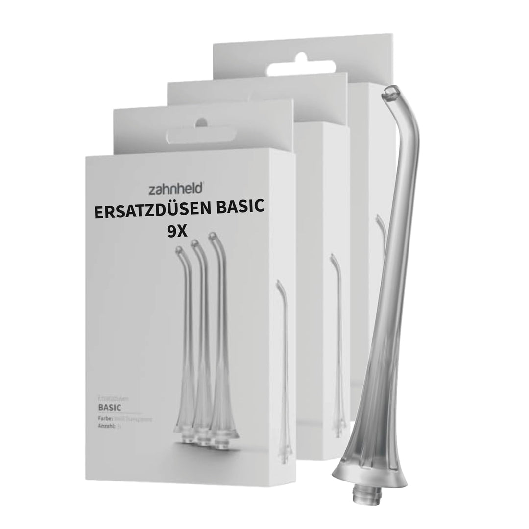 Zahnheld® Ersatzdüsen Basic für Munddusche Aquadent (9 Stück, weiss) 9 Stück Weiss, 9 Stück Weiss